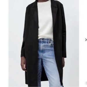 Black Zara Suede Duster Jacket